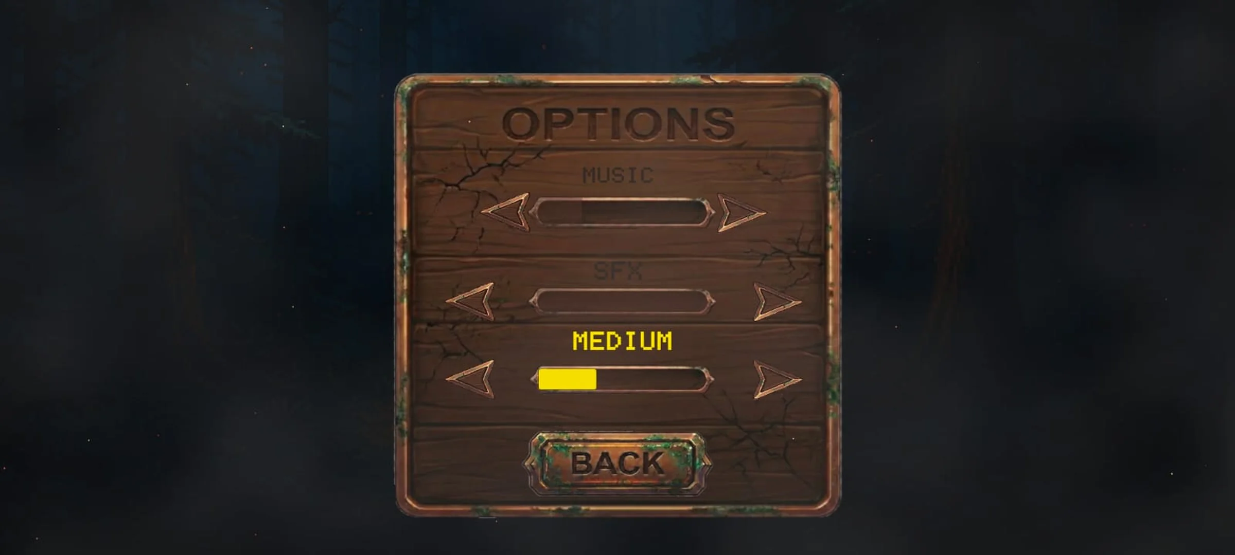 Options panel