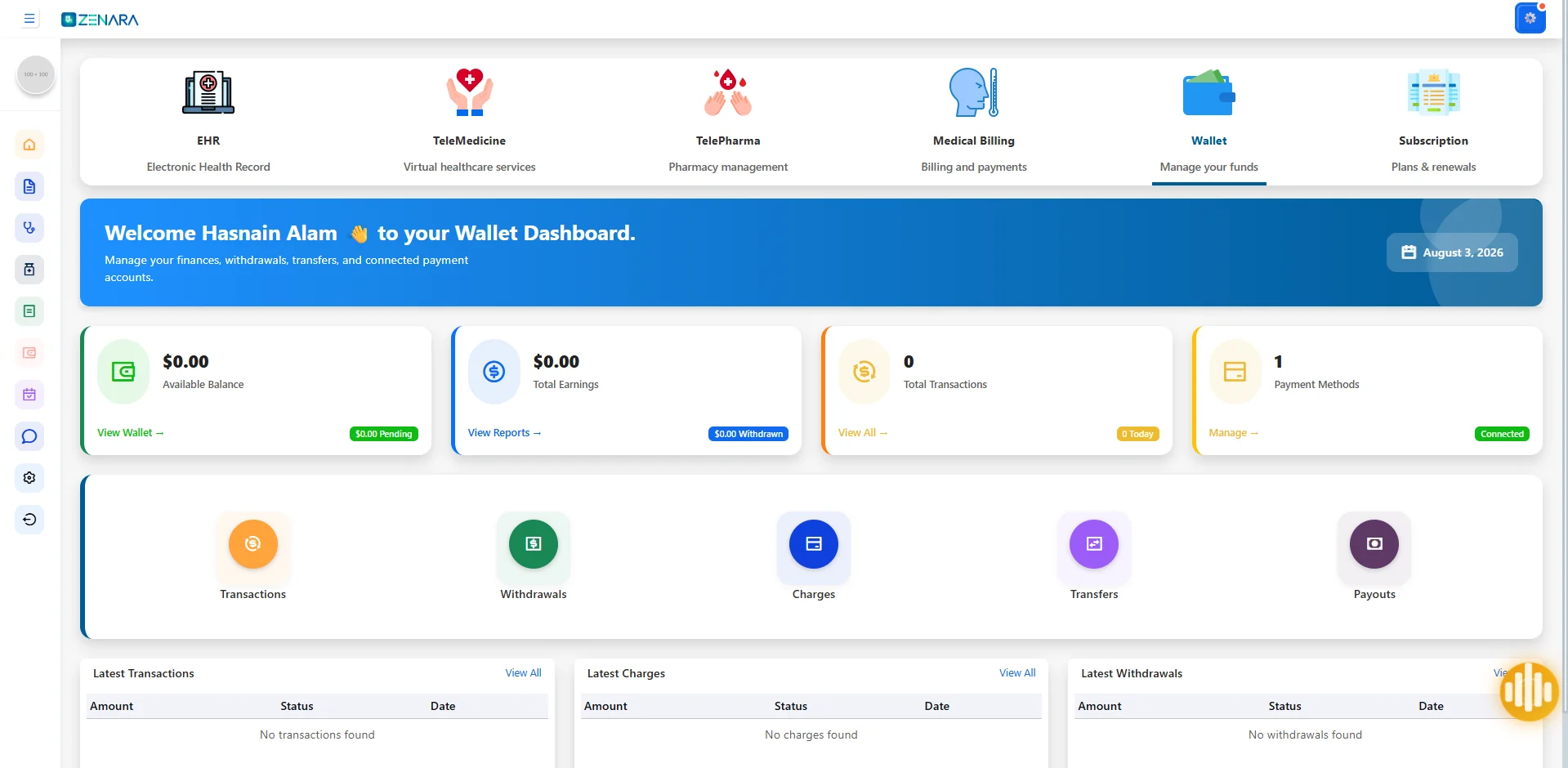 Wallet management through Stripe