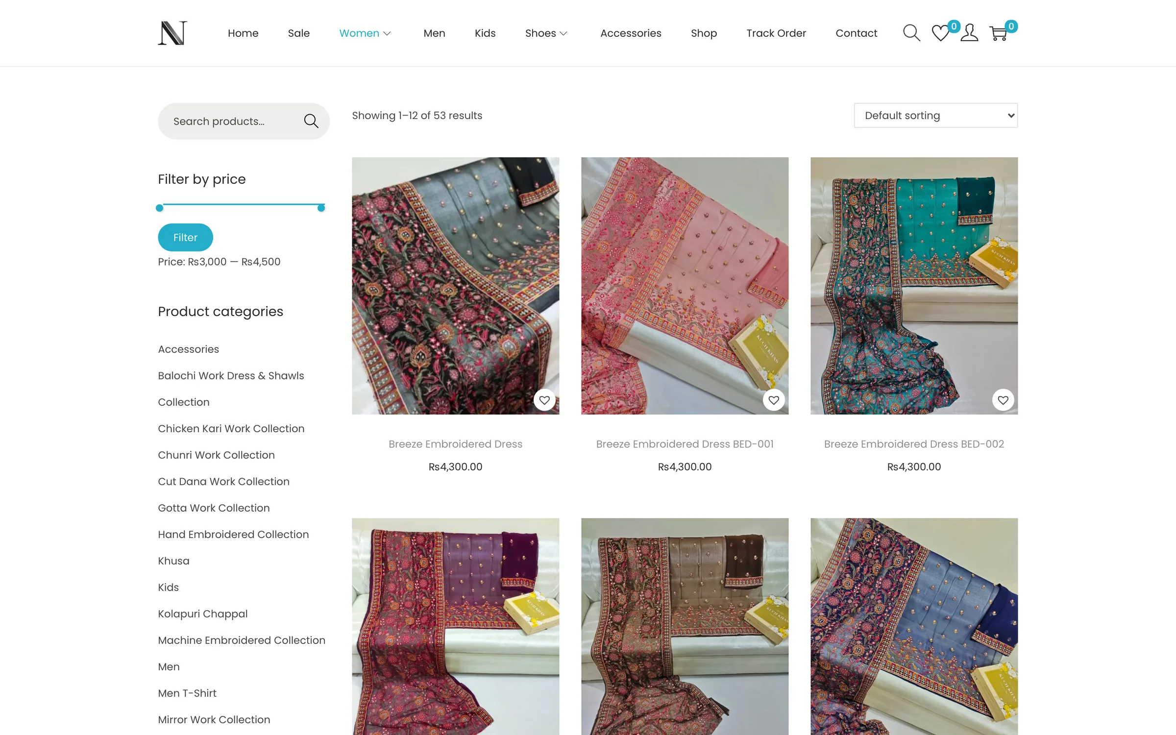 Wedding collection shop grid